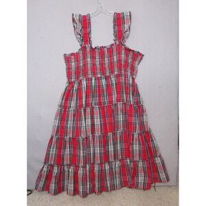 Crown Ivy Dress Women Plus 4X Red Plaid Ruffle Smocked Flowy Tiered Midi New NWT
